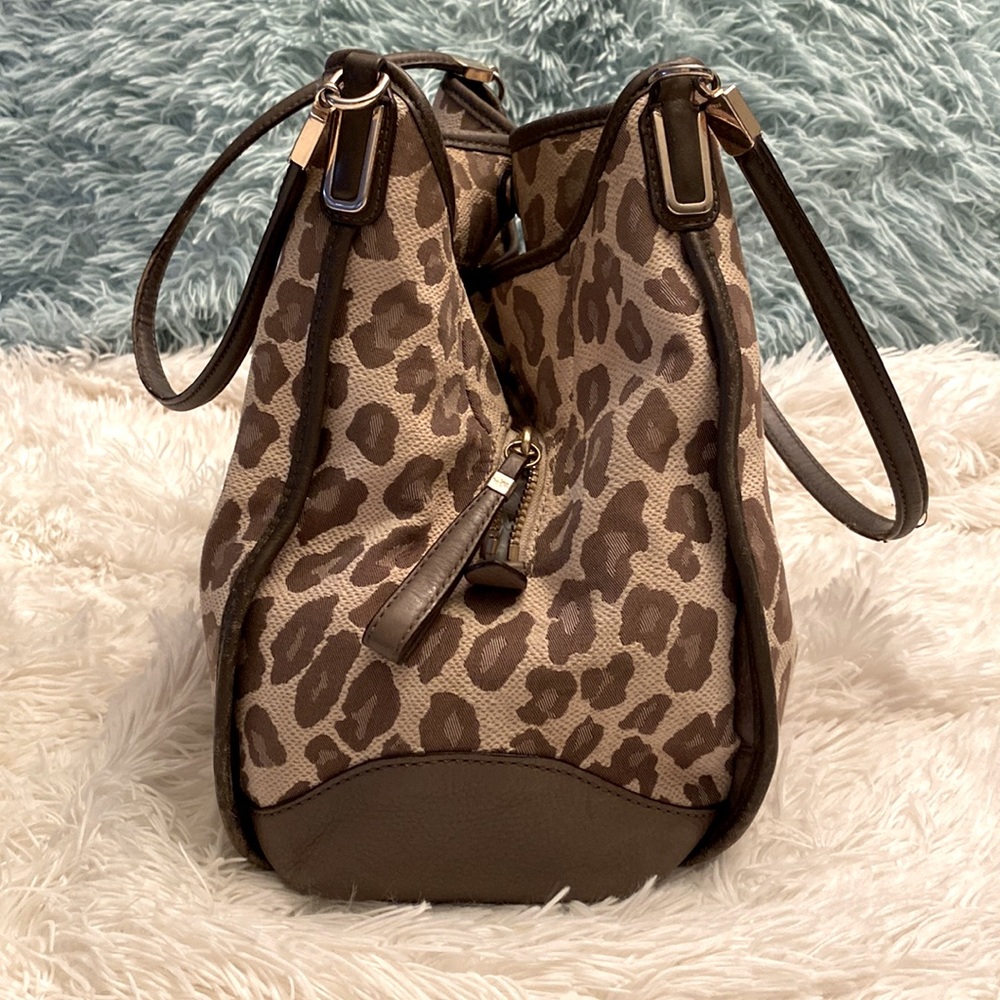 Coach leopard print handbag. 12.5inW/11inH. - Picture 3 of 15